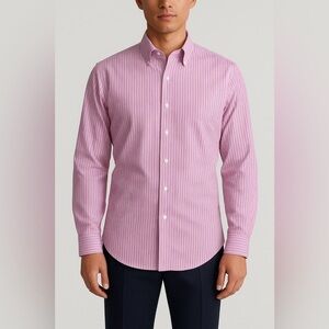 Polo Ralph Lauren Dress Shirt Mens Sz 17 34/35 Regent Classic Fit Pink Striped